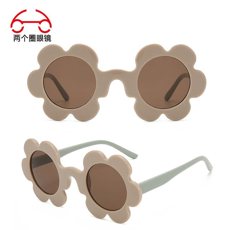 Two circles, metal hinge color sunflower sunglasses adult petal flower street shot cute sunglasses