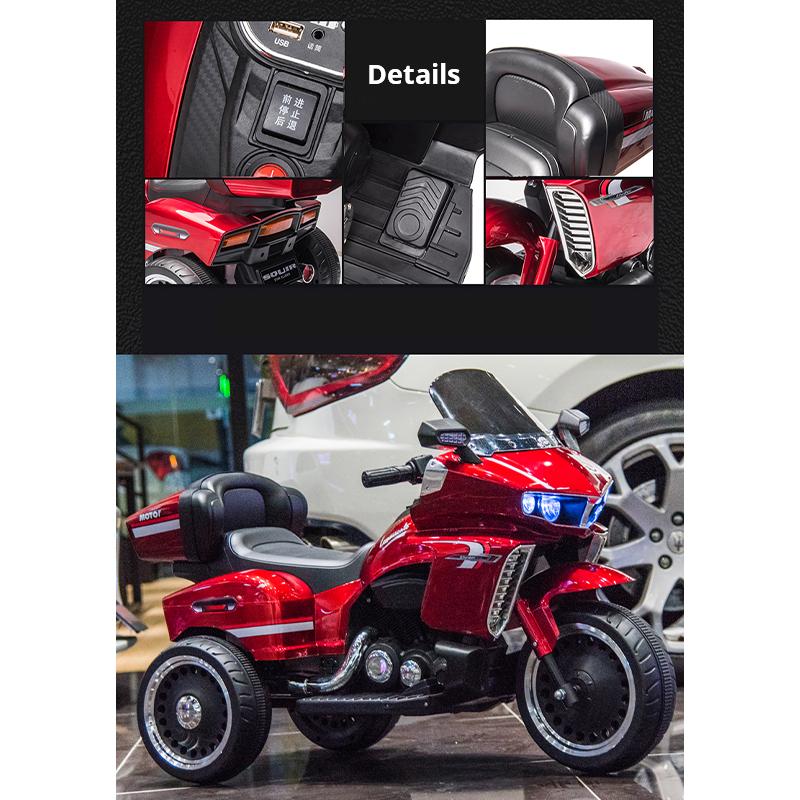 Детский электрический мотоцикл с двойным приводом, трехколесный велосипед, большой игрушечный автомобиль, который может сидеть на детском аккумуляторном мотоцикле