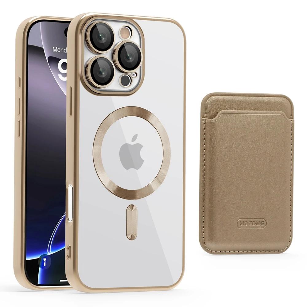 2 in 1 Detachable Card Holder Magnetic Wireless Charging Phone Cover For Magsafe Case for iPhone 16 Pro Max 15 Plus 14 13 12 11