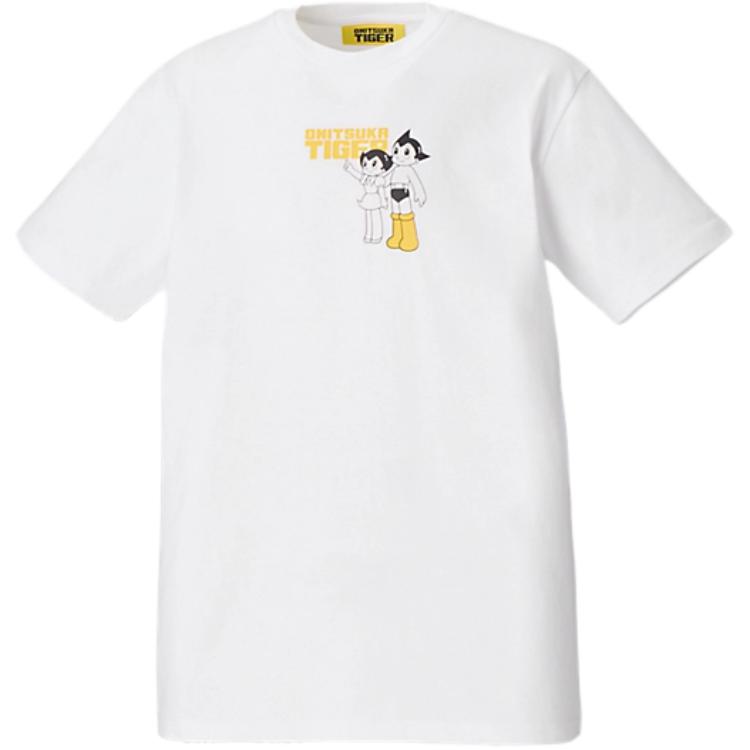 ONITSUKA TIGER Футболка с принтом, круглым вырезом и коротким рукавом, унисекс, топы 2183B573-100