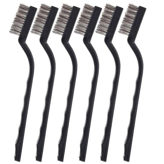 12Pcs Mini Stainless Steel Brass Wire Bristle Brush Rust Removal Cleaning Tool