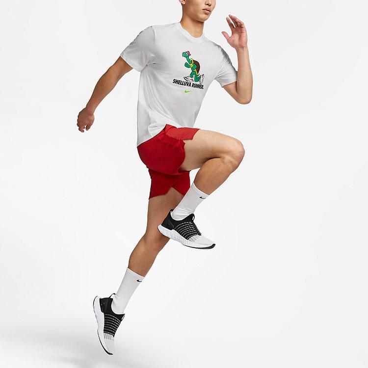 Nike Dri-FIT Черепаховый принт Быстросохнущая спортивная футболка с круглым вырезом и короткими рукавами Мужские топы Белые CZ9830-100