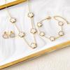 Hot Sale 3Pcs Stainless Steel 18k Gold-Plated Five-Leaf Flower Necklace Earrings Bracelet Zircon Set For Woman Zircon Clover
