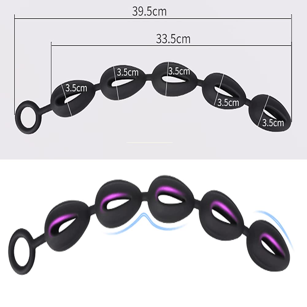 Anal Beads Anal Plug Silicone Ring with 5 Connecting Beads Anal Pearl Anal Dildo Beginner Total Length 395mm