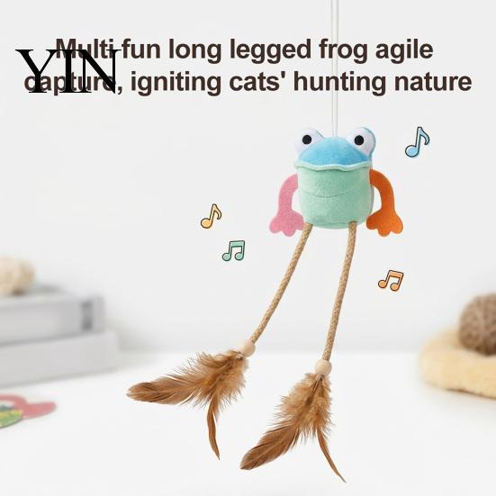 Durable Woven Rope Cat Toy Plush Frog Toy, Interactive Kitten with Bell And Feathers, Pet Supplies for Playtime Long Leg Frog, Chew Indoor Cats