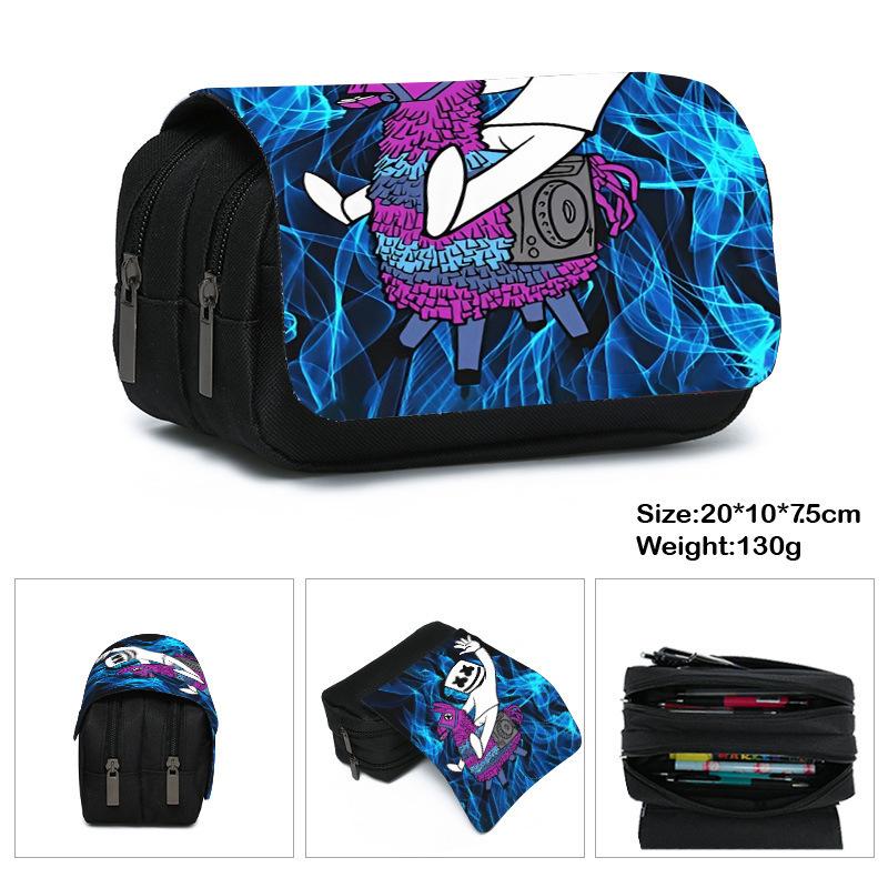 Printed Polyester Pencil Case, Large-Capacity Storage Bag, Double-Layer Flip Cover, Stationery Box.