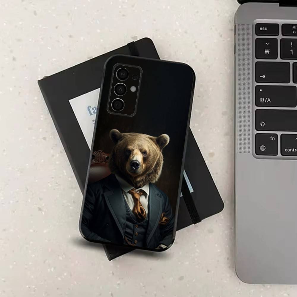 Clothing Art Bear Case For Samsung Galaxy A73,72,41,J7,22,Note,31,8,9,52,71,53,32,Soft Black Silicone Cover