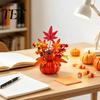 Durable Plastic Harvest Decor Fall Artificial Pumpkin Table Centerpiece, Autumn Fake Decoration with Sunflowers, Small Plant for Entryway Maple Leaves