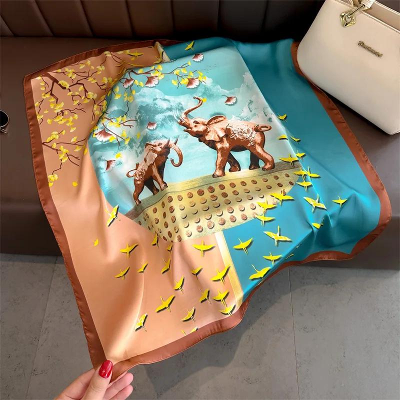 Fashion Handkerchief Women Neck Scarves Silk Satin Headband Small Hijab Scarfs Cartoon Print Kerchief Cute Hair Scarf For Ladies