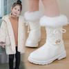 Fashion 2025 Winter Warm Girls Leather Snow Boots with Bow Kids Booties Fur Plush New Fashion SHOES Children Princess Mid-calf Boots