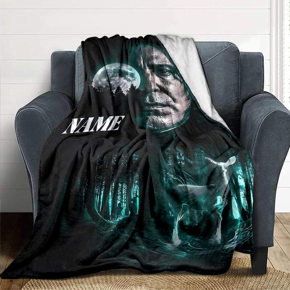 Custom Name "Night Forest Moonlight" blanket for Couch & Bed, Plush Cozy Fuzzy Blanket Super Soft & Warm Blankets for Fall and Winter. 0908110