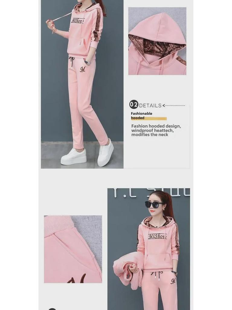 Женская спортивная одежда больших размеров из бархата: Утолщенный костюм-тройка для повседневной моды осень/зима 2023