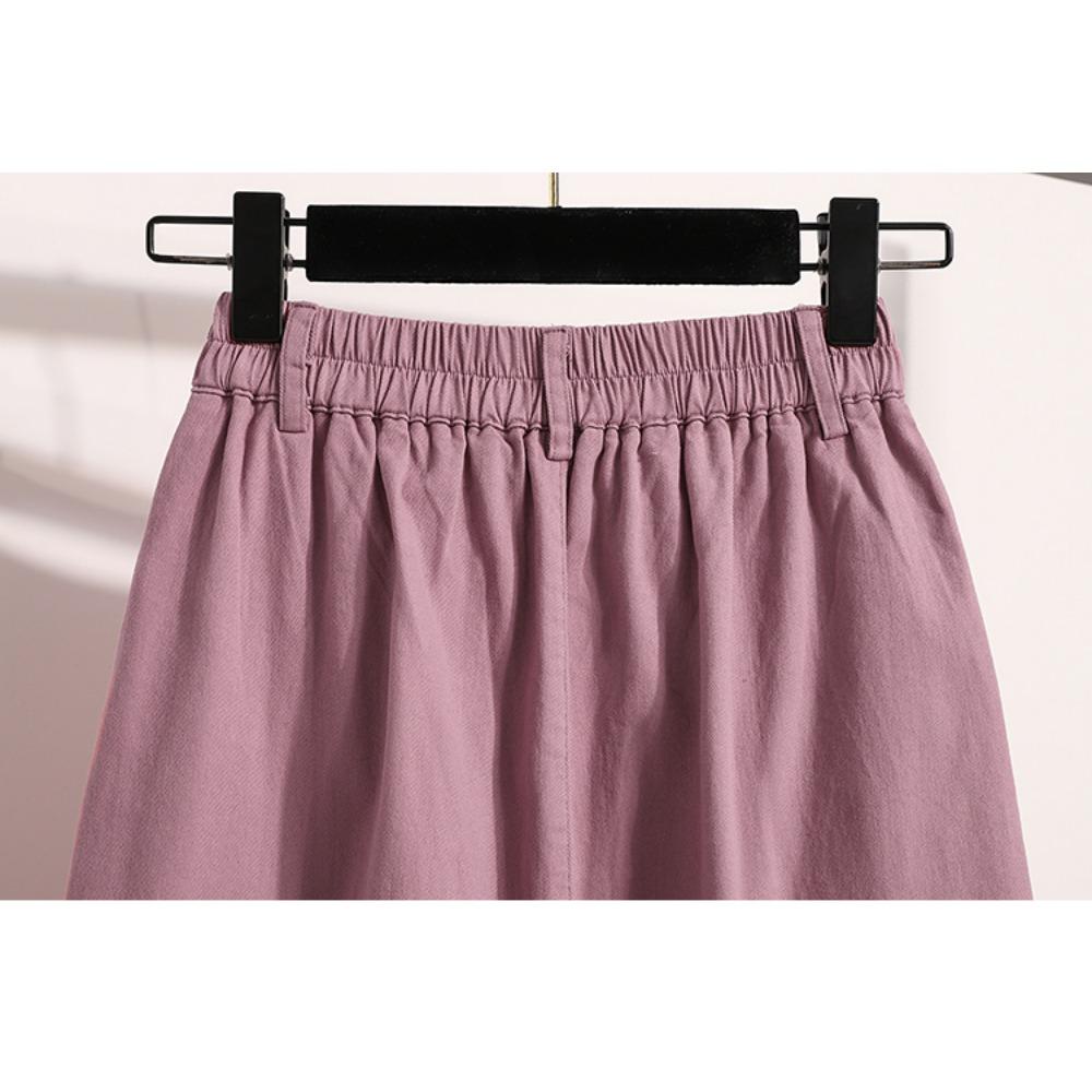 DIMANAF 2025 Большие размеры Новые весенние эластичные хлопковые юбки женские А-силуэта модная свободная юбка с высокой талией винтажное макси