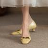 Medium Heel Square Head Small Heel Single Shoes Women's Spring Gentle Shallow Mouth High Heel Women's Shoes