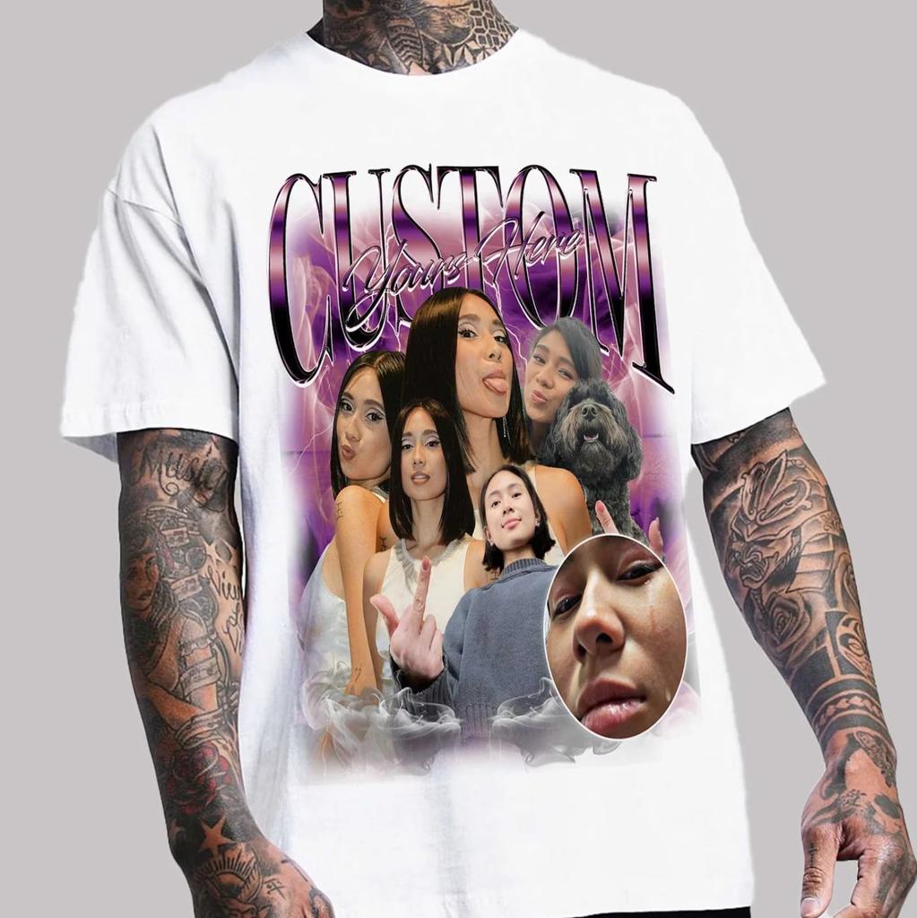 Персонализированная подделка Ретро Винтаж Смешная Хип-хоп Футболка На заказ Хип-хоп Футболка 90-е Рэпер Графическая Футболка Уникальный Подарок для Музыкального Фаната