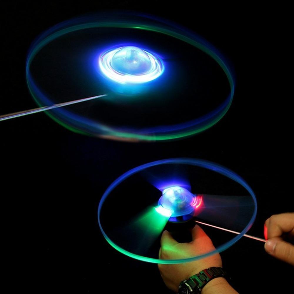 Rope Flying Luminous Spinning Top LED Flying UFO Pull String Flying UFO Propeller Helicopter Toys