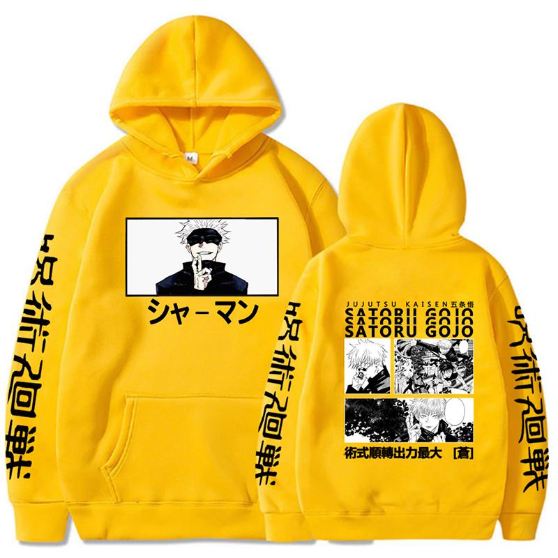 Jujutsu Kaisen Японское Аниме Годжо Сатору Графические Худи Оверсайз Худи с Капюшоном Длинный Рукав Хлопковое Худи Мужская Женская Одежда