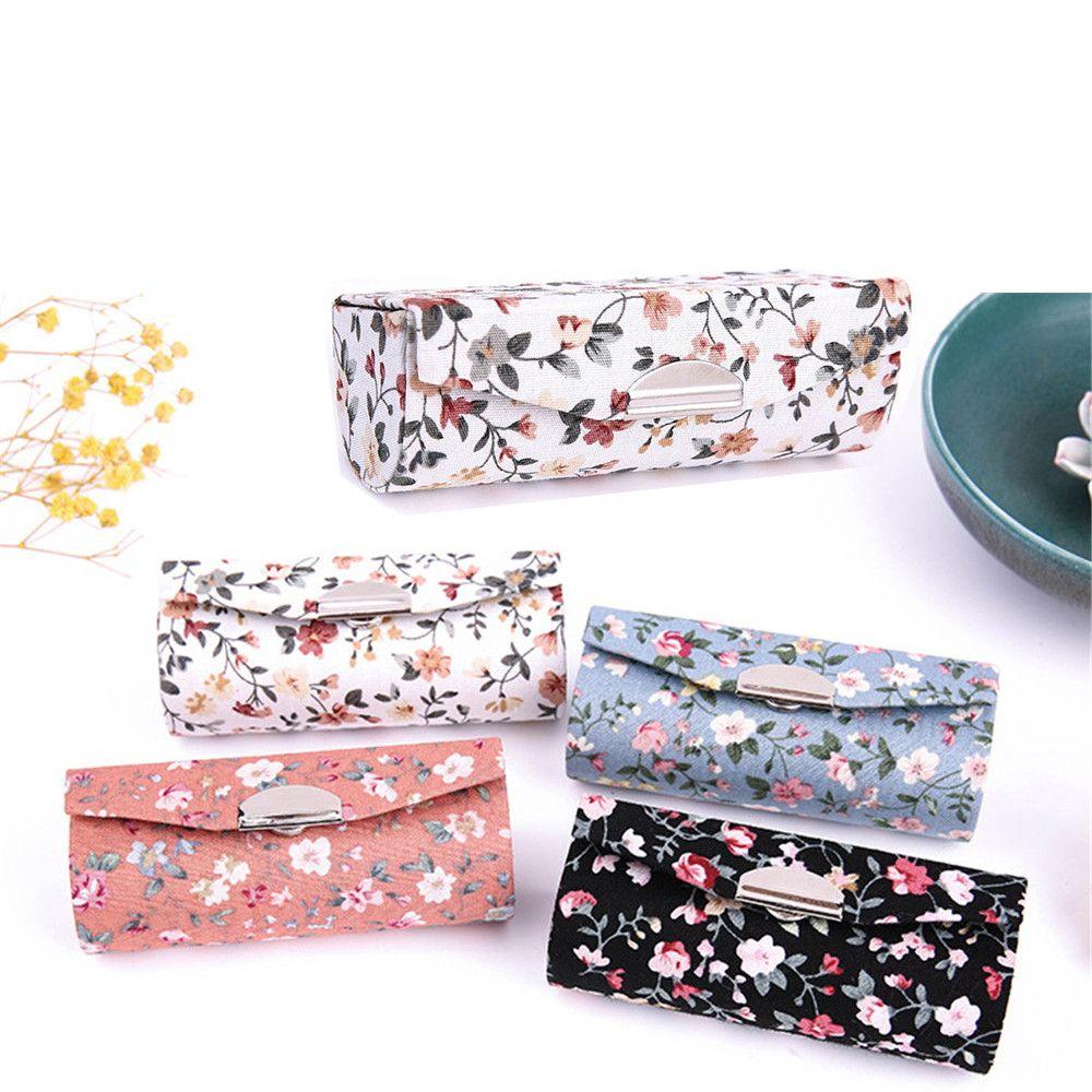 Подарочные цветочные дизайны Ретро вышитый держатель для украшений Мини-зеркальце Коробка для блеска для губ Чехол для помады