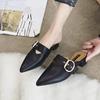 Fashion Woman Slippers Outside Slides Pointed Sandals Mules Toe Black Shoes For Women Cheap Premium Stylish Sale New Style Korea
