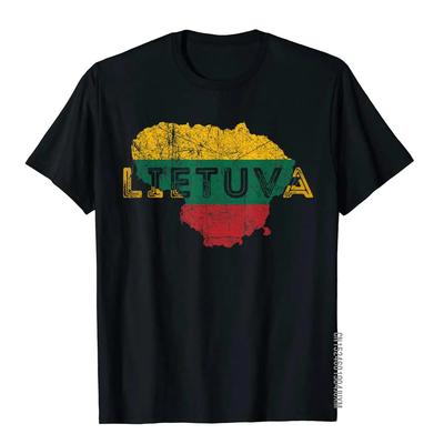 Литовская карта и флаг Сувенир Потертая футболка Lietuva Крутые футболки Хип-хоп Топы Рубашки Хлопок Мужские С принтом