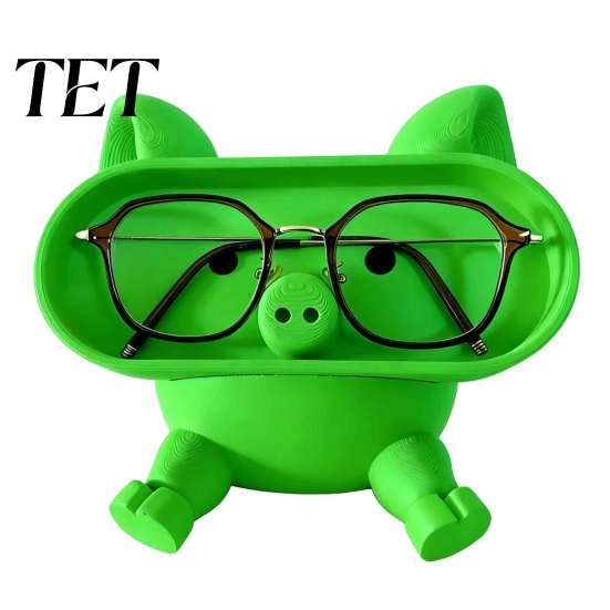 Cell Phone Stand for Desk Cartoon Pig Glasses Holder, 3D Printed Desktop Organizer, PLA Plastic Organizer Stable Decorative Ornament Office