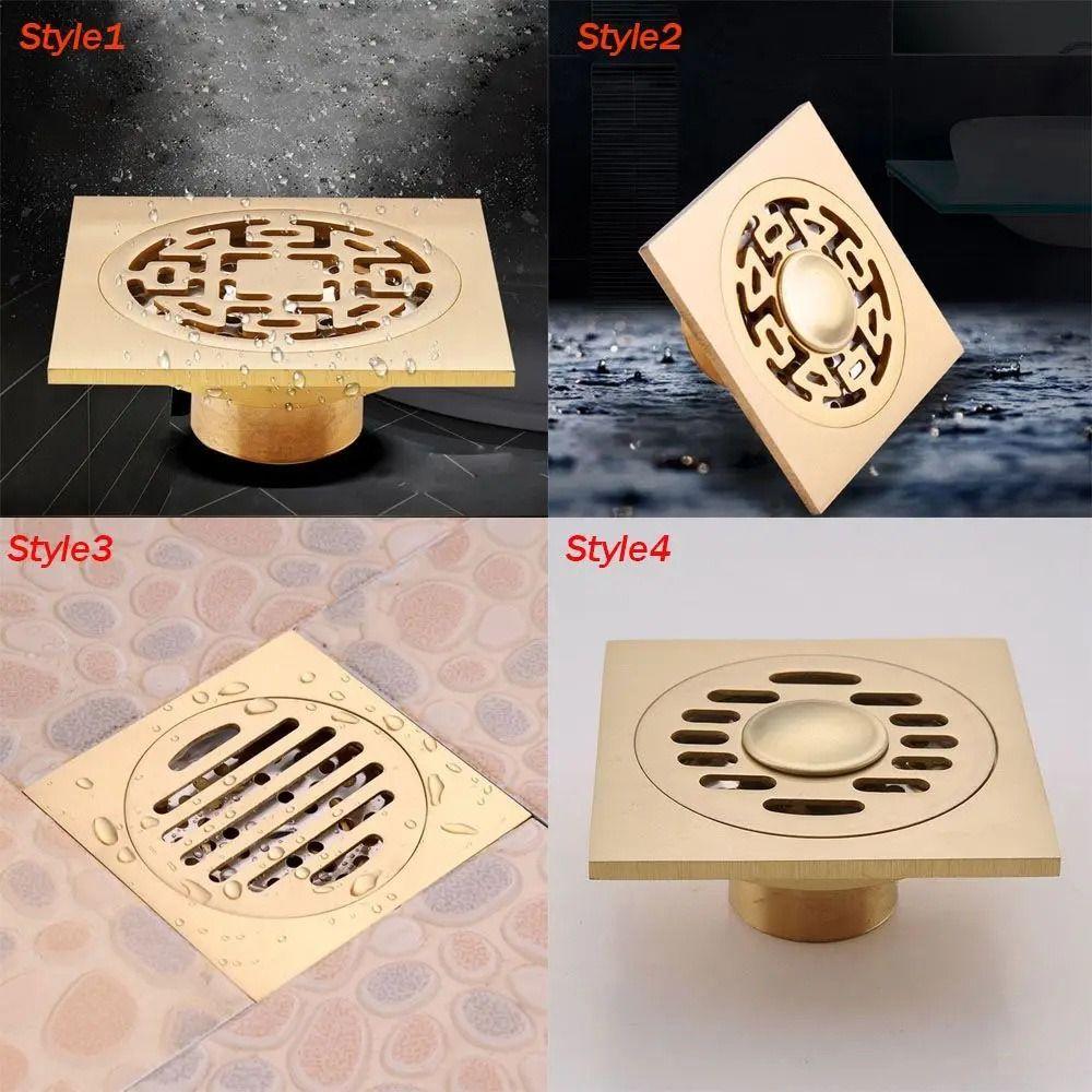 Anti-odor Square Shower Drain Brass Bathroom Drainage Convenient Floor Hair Catcher Laundry Floor
