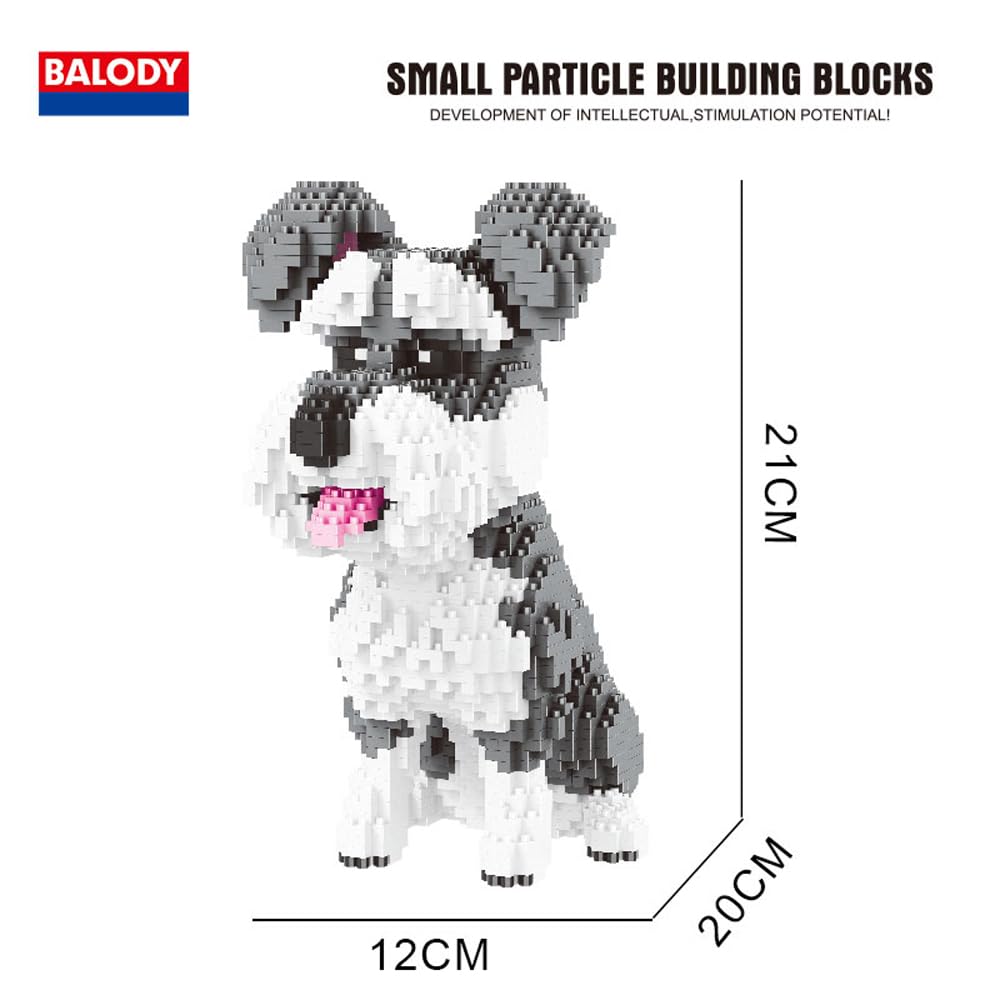 BALODY Dog Building Blocks, Mini Animal Building Blocks for Kids, DIY Gift, Assembly Gift (Schnauzer)