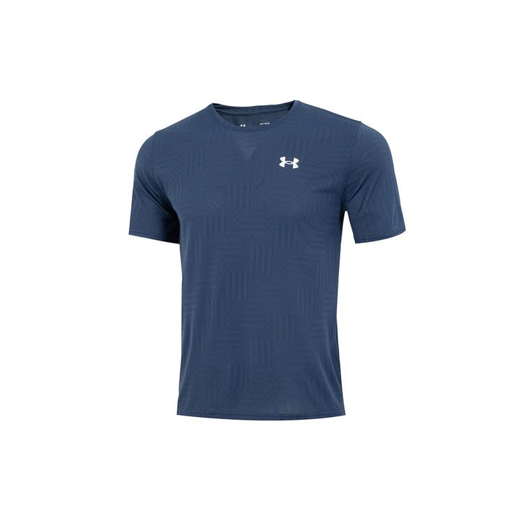 Under Armour Solid Color Logo Print Sport Round Neck T-Shirt Men Tops Blue 1370365-408