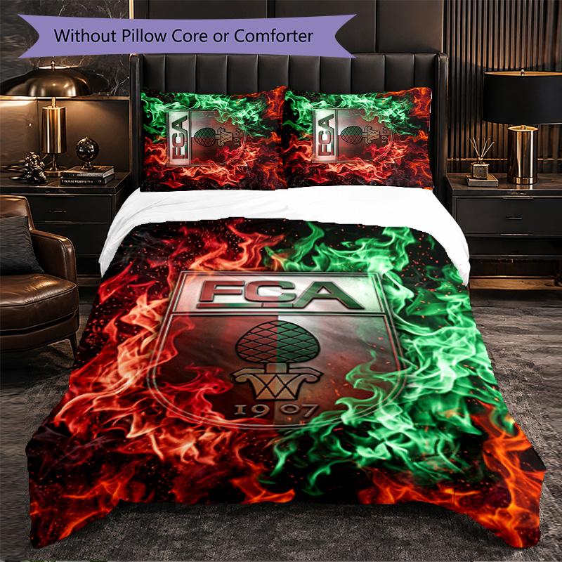 FC Augsburg FC Themed Bedding 3Pcs Duvet Cover Set Decorative Bed Linen For Teen Room Home Decoration