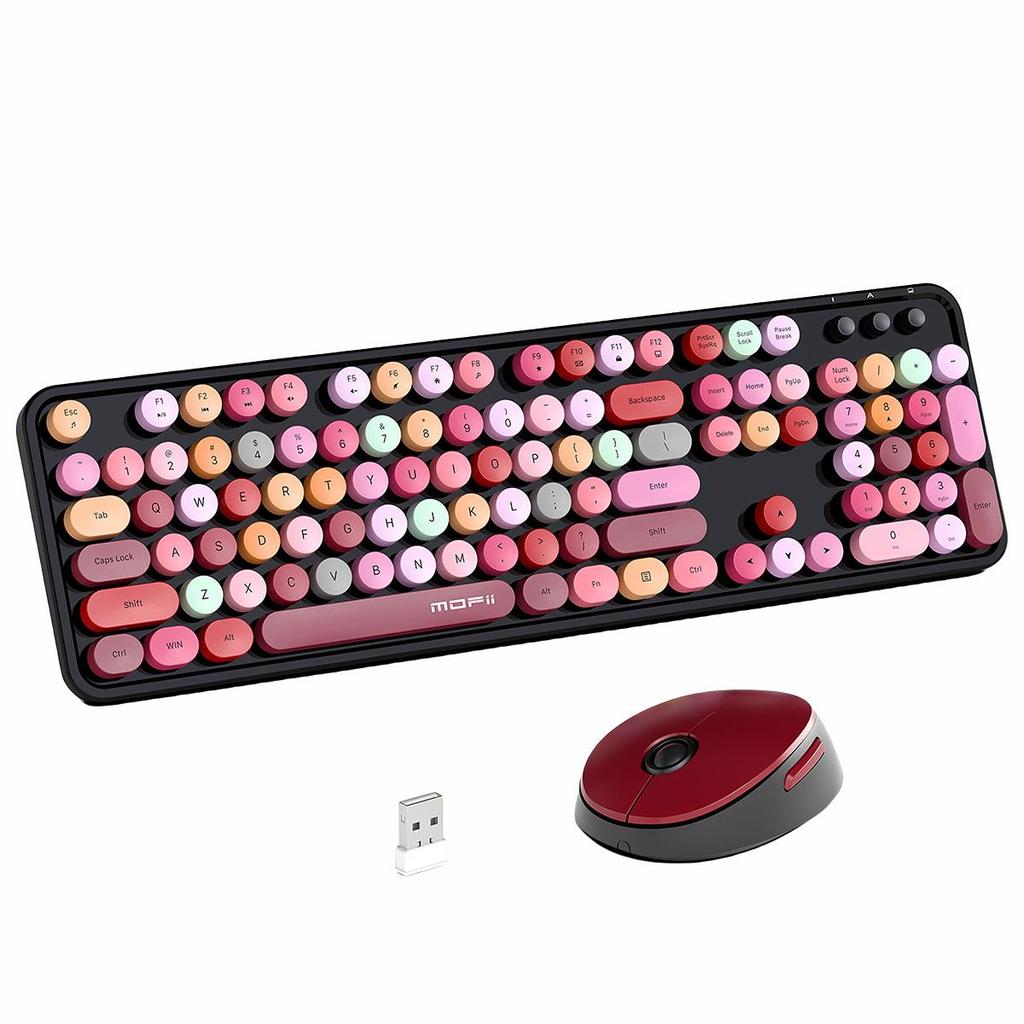 Mofi Sweet Wireless Retro клавиатура и мышь Настройка: Эргономичная конструкция, 104 клавиши, полезная для игр на ноутбуке и офисных задач