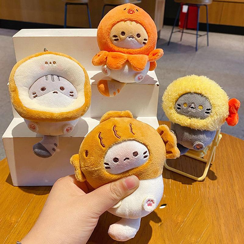 Брелок в виде куклы-кошки, плюшевый брелок, автомобильный брелок, сумка, кулон, мультяшный кот, наушники, кулон, сумка, аксессуары