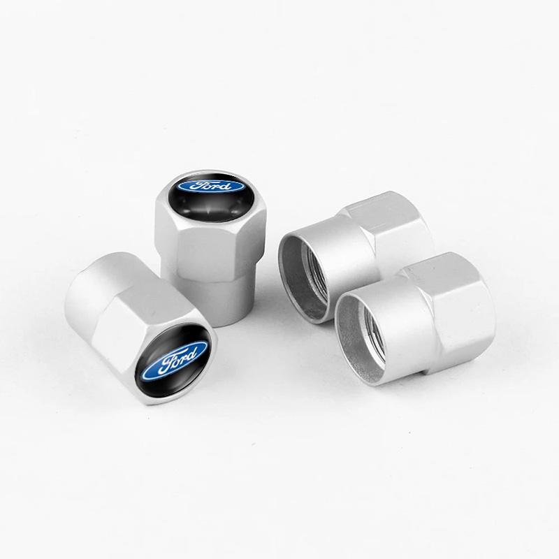 AJP1 4Pcs Car Aluminium Alloy Wheel Tire Valve Cover Caps For Ford Escape Kuga Mondeo Ecosport Fiesta Focus 2 3 Tyre Plug Accessories