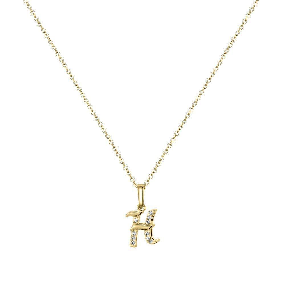 Европейское и американское простое и модное женское ожерелье с 26 заглавными буквами, позолоченное 14-каратным серебром, аксессуары для ожерелья с микро-набором циркония