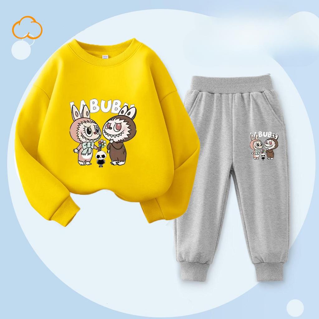 Весенне-осенний детский модный комплект с принтом букета: леггинсы и топ с круглым вырезом для девочек