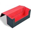 Cicogna Trading Card Deck Case, Large Capacity Black Leather Trading Card Storage Box, Deck Holder (Type B: No Window: Black + Red)