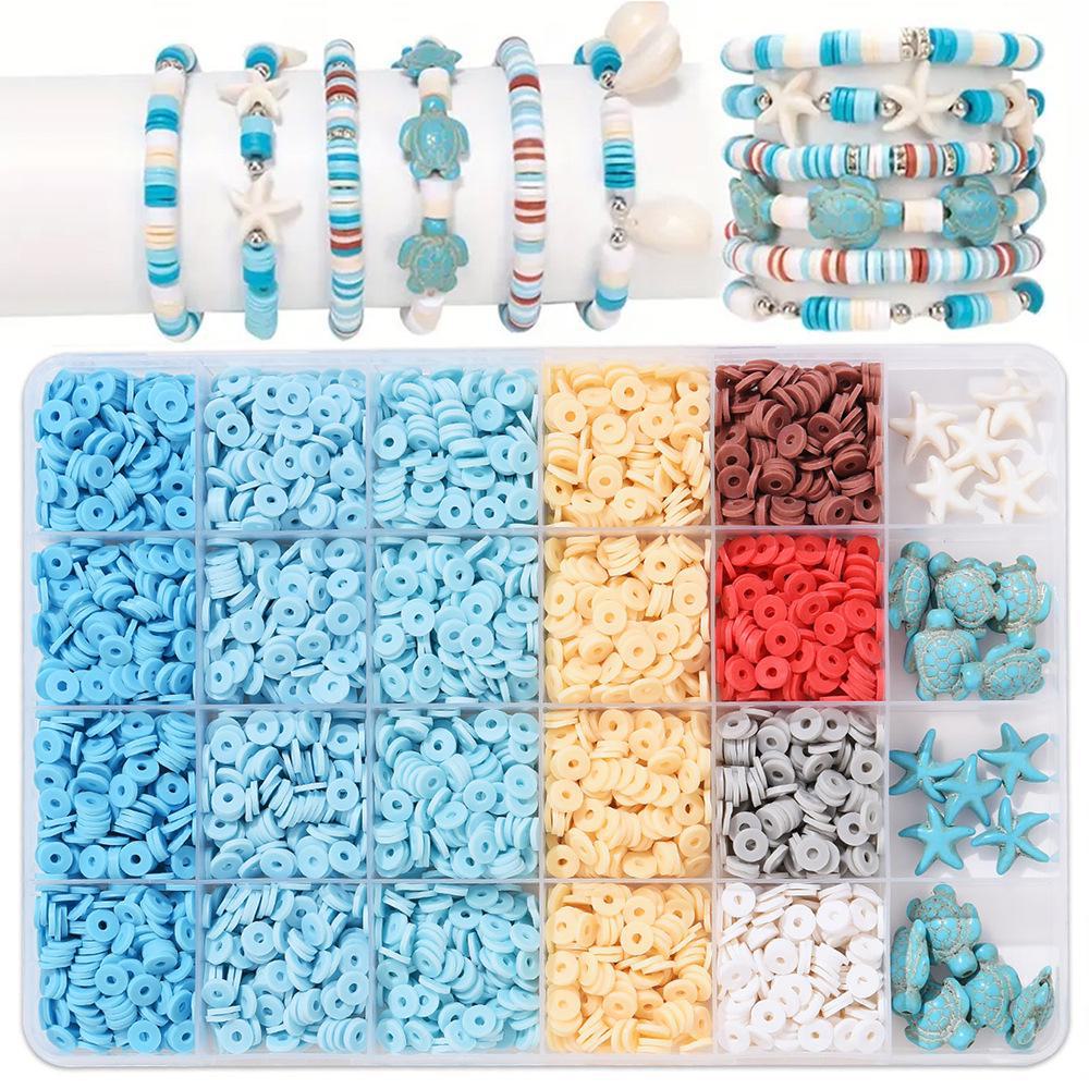 Набор для изготовления браслета из 24-сетчатой глины и рисовых бусин: Бусины 3 мм в 23 цветах для самодельных украшений