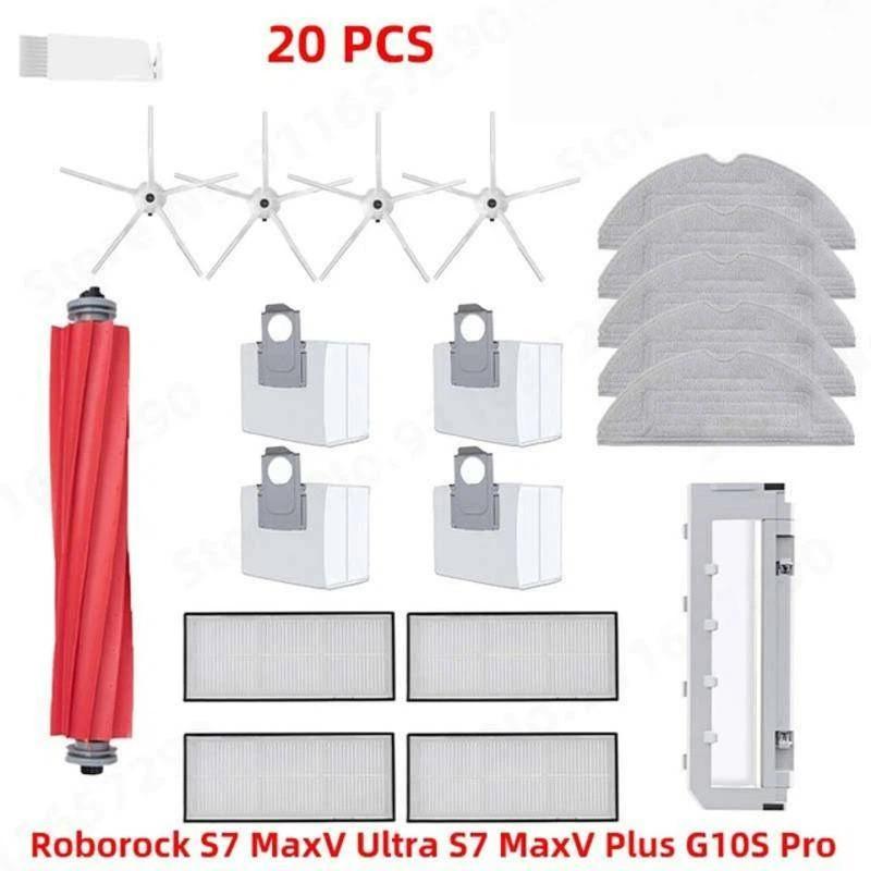 Suitable For Roborock S7 / S7 MaxV Ultra / S7 MaxV Plus / G10S Pro / G10 Replacement Accessories Main Side Brush Cover Dust Bag Mop Hepa Filter
