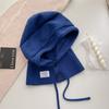 Soft Solid Balaclava Beanie Winter Women Warm Knit Hat Pile Caps Button Ear Protection Tie Pullover Hat Gift