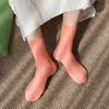 momo 8-Color Plain Ribbed Mid-Length Socks