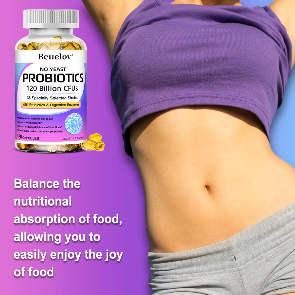 probiotics 120 Billion CFUs, 36 Strains with Prebiotics & Digestive Enzymes, 120 Capsules