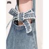 Женские джинсы Y2k Bow Jeans Baggy Harajuku Trashy Hollow Out Oversize Denim Брюки Эстетические джинсовые брюки Винтажная одежда