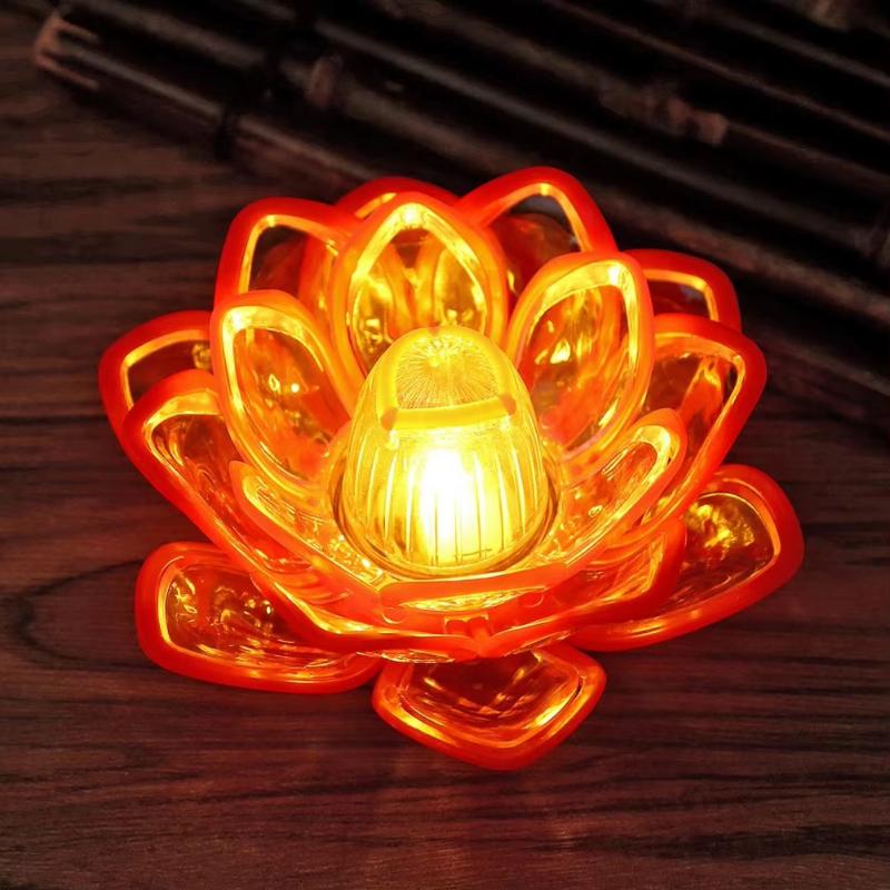 Electronic Flameless LED Lotus Candle Lamp Energy Saving Warm White Light for Home Living Room Table Decor Gift