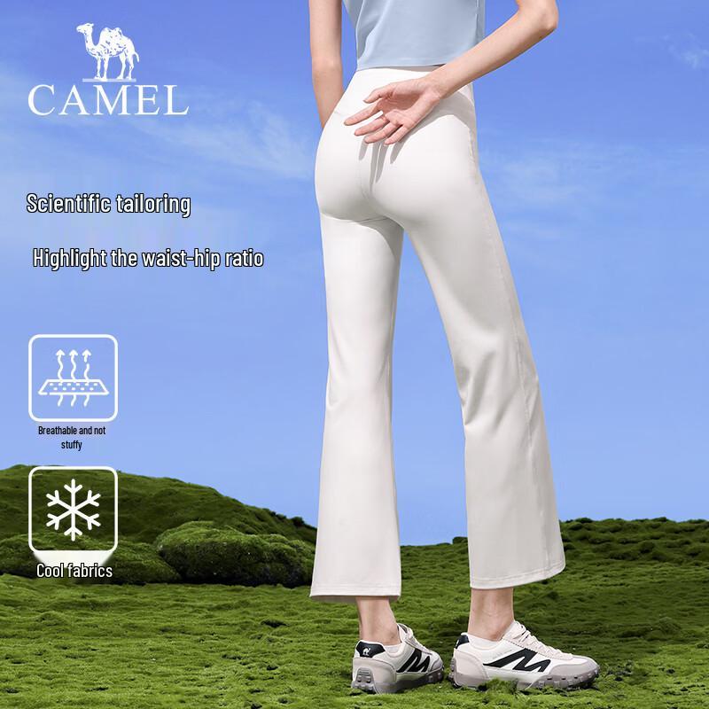 Camel Женские укороченные брюки-клеш с эффектом льда и высокой эластичностью