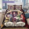 The Quintessential Quintuplets Pattern Bedding Quilt Set Quilt Cover Pillowcase Home Birthday Gift(1 * duvet cover + 2 * pillowcase, without core)