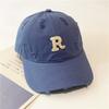 Spring and summer basic baseball caps, men's and women's versatile R-standard ripped cap, simple P-standard couple casual visor