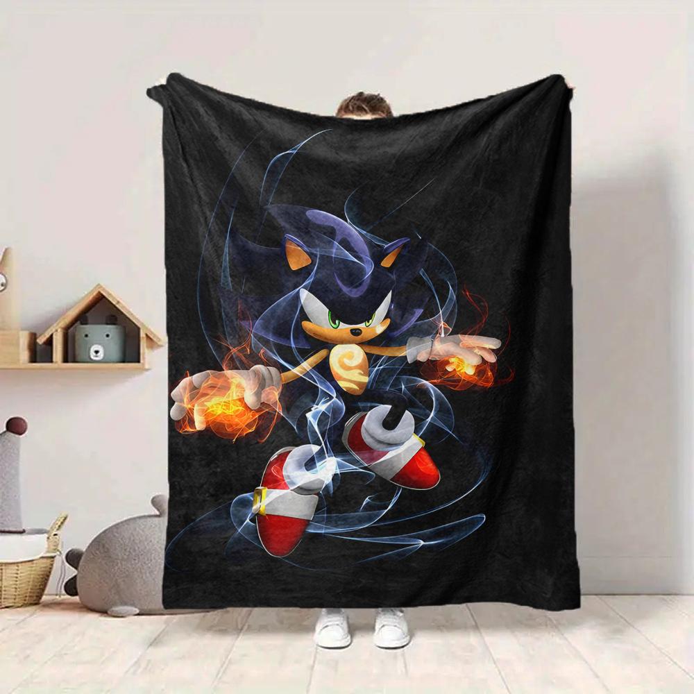 1Pc Shadow Hedgehog Flannel Blanket, Soft And Comfortable, Casual Warm, Camping Travel, Christmas, Halloween Xmas Gift L1318