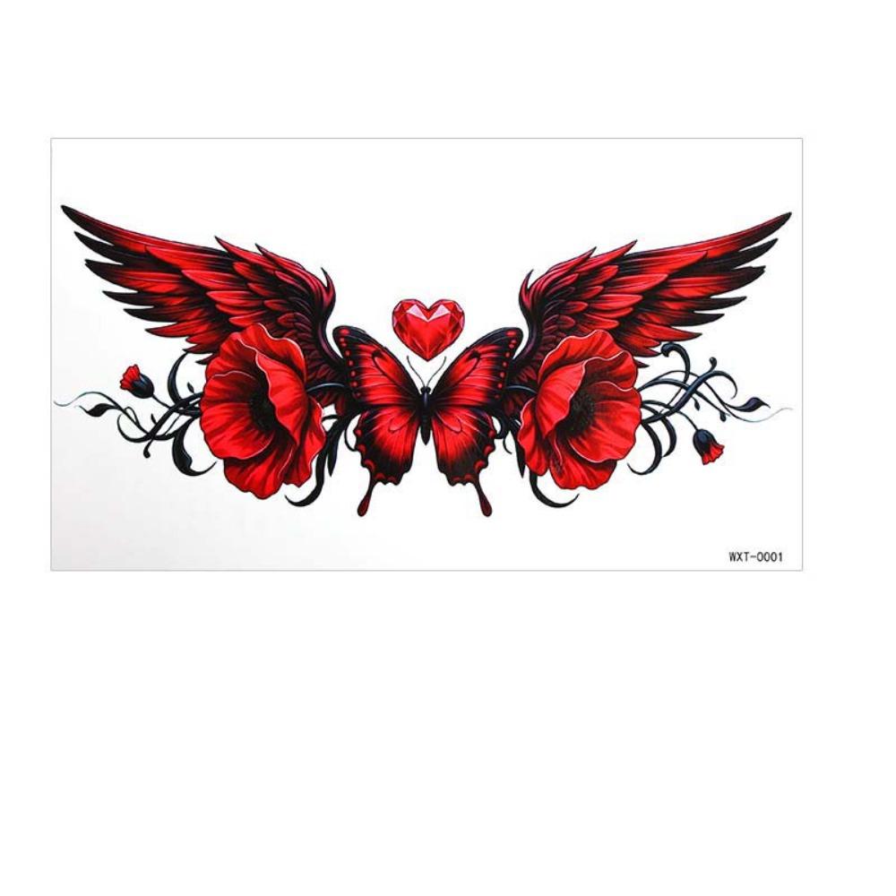 Crown Cross Wing Butterfly Flower Tattoo Stickers 3D Texture Instant Decals Chest Waist Clavicle