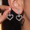 Simple Versatile Shiny Rhinestone Love Earrings Senior Sense Of Niche Design Temperament Earrings Female Earrings Jewelry
