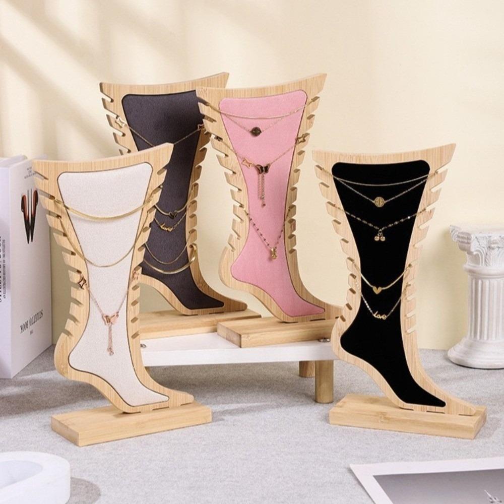 Creative Velvet Wooden Board Holder Foot Shaped Jewelry Hanging Stand Photography Props