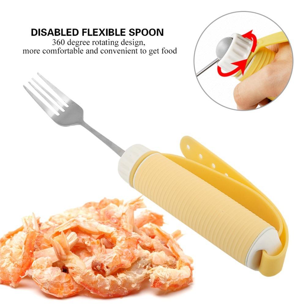 Silicone Handle Anti Tremor Fork Metal Main Adaptive Fork Anti Drop Aid Fork Self Feeding